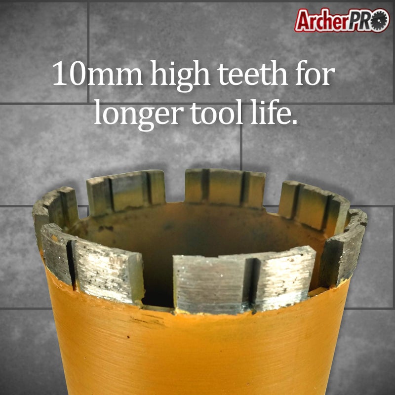 ArcherPro Archer PRO 5â€ in. Diamond Turbo Core Drill Bit/Hole Saw for Concrete Drilling and Masonry. 14â€ Drill Depth, 1-1/4â€ in. -7 Arbor for Core Drill Stand Rig, Dry and Wet Use - Image 4